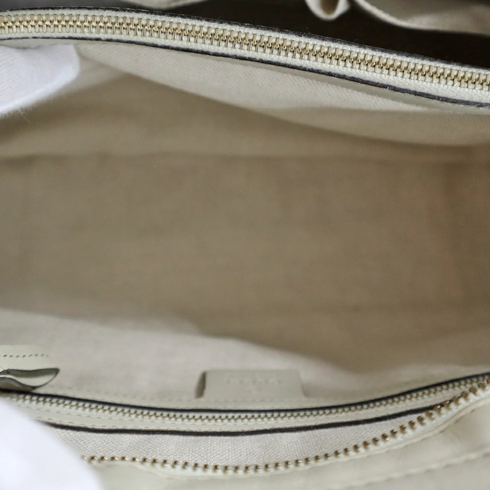 GUCCI Tote Bag Shoulder Handbag Shima Leather Ivory White GG Ribbon - Picture 7 of 10